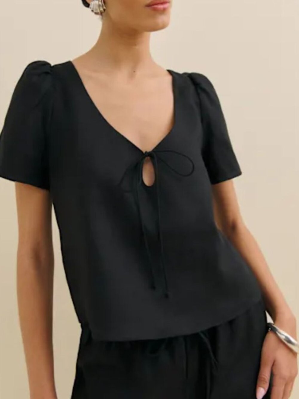 Reformation Mayla Linen Top Black - Size L
